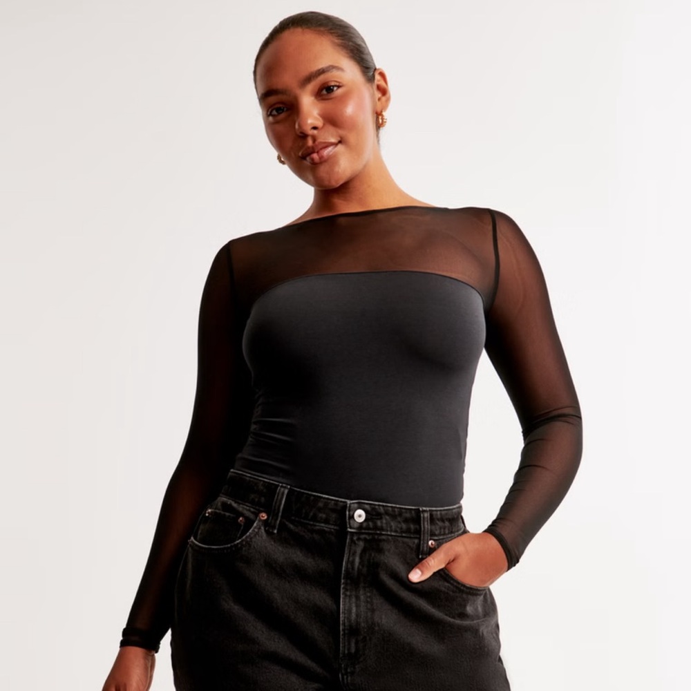 Abercrombie Long-Sleeve Mesh Slash Bodysuit
